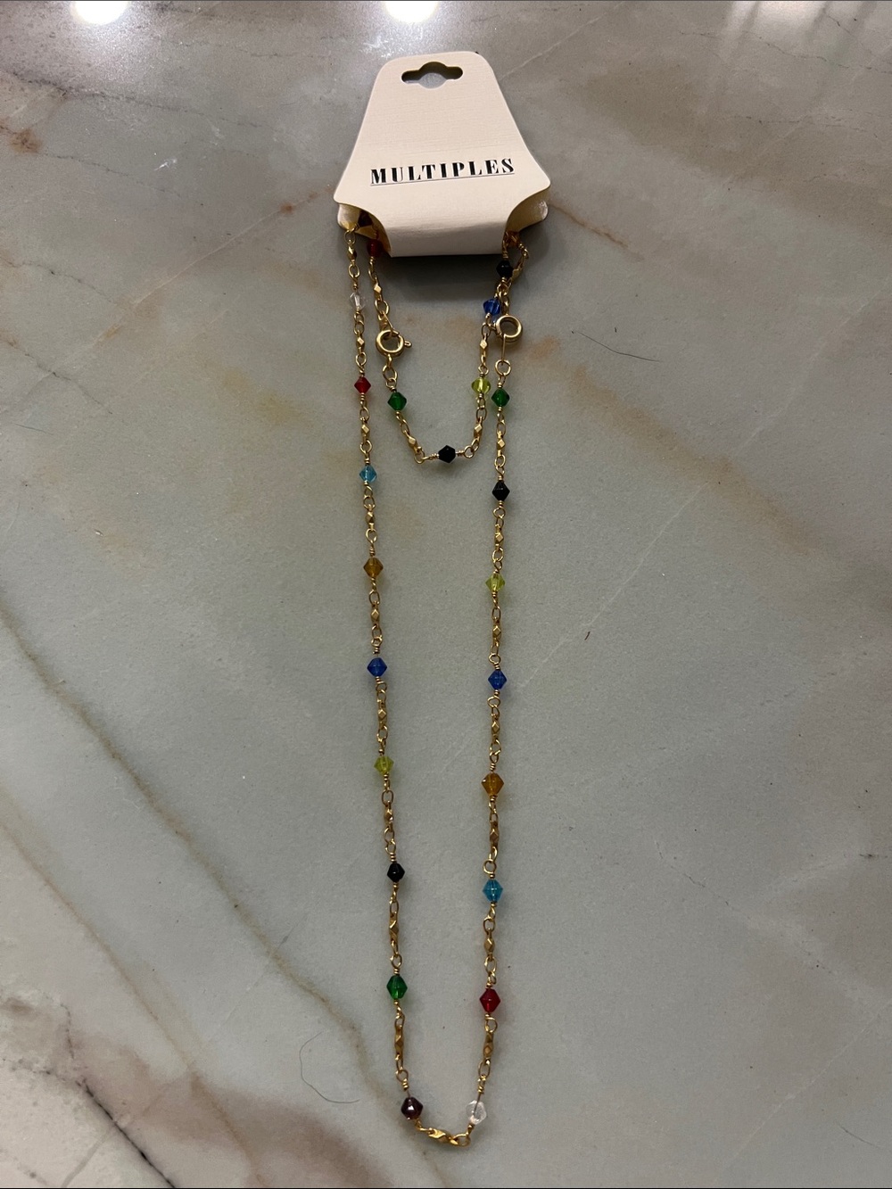 Multiples Gold-Tone Necklace with Multi-Colored Beads